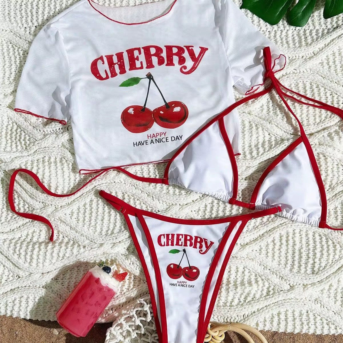 Cherry 3 pc Swimsuit Set